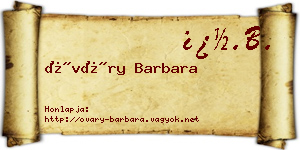 Óváry Barbara névjegykártya